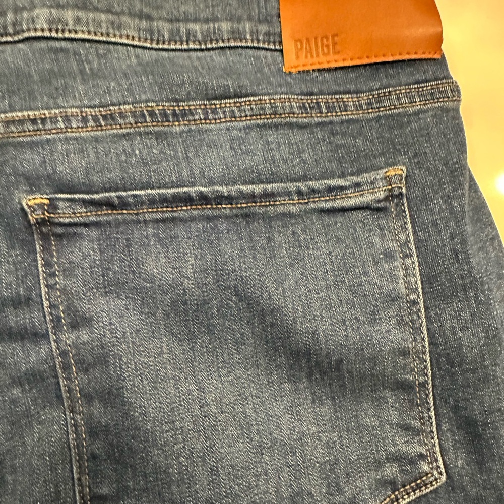 NWT PAIGE Men's Denim Jeans with Tan Accent